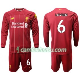 Camisolas de Futebol Liverpool Lovren 6 Criança Equipamento Principal 2019/20 Manga Comprida